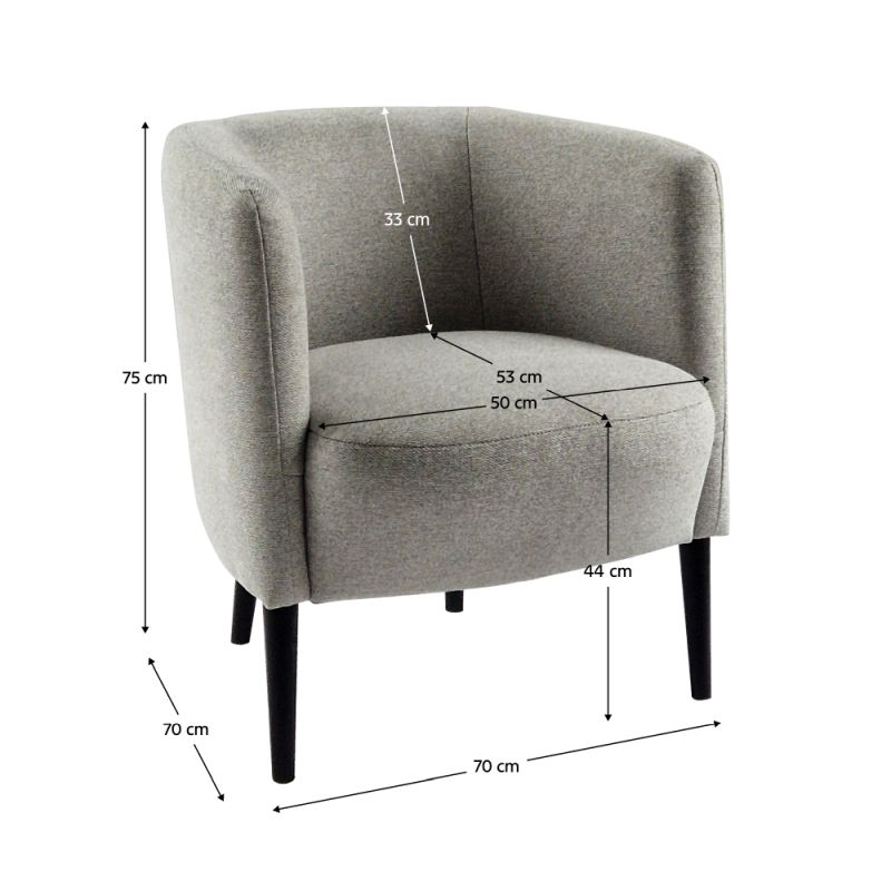 Kreslo, celočalúnené, drevo čierne, svetlosivá látka, ALIEN