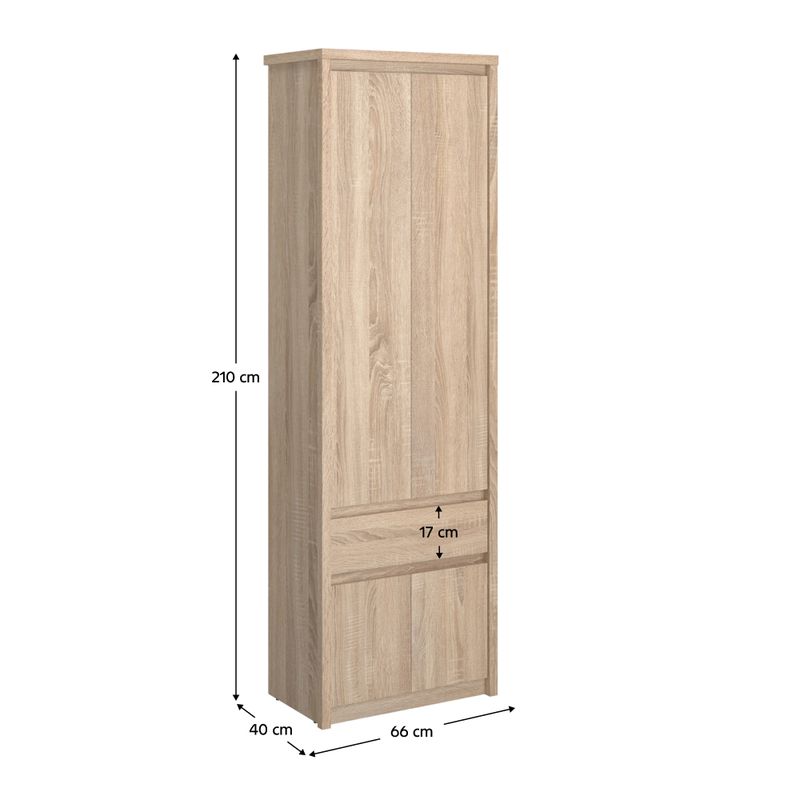 Skriňa, 66cm, kombinovaná, dub sonoma, NORTY TYP 22 4D1S