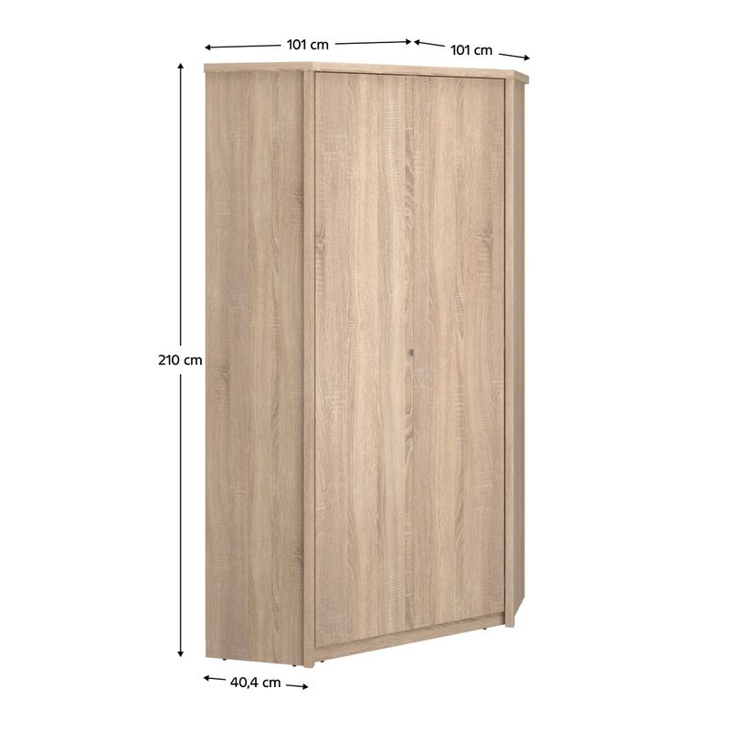 Rohová skriňa, 101cm, kombinovaná, dub sonoma, NORTY TYP 27 2D