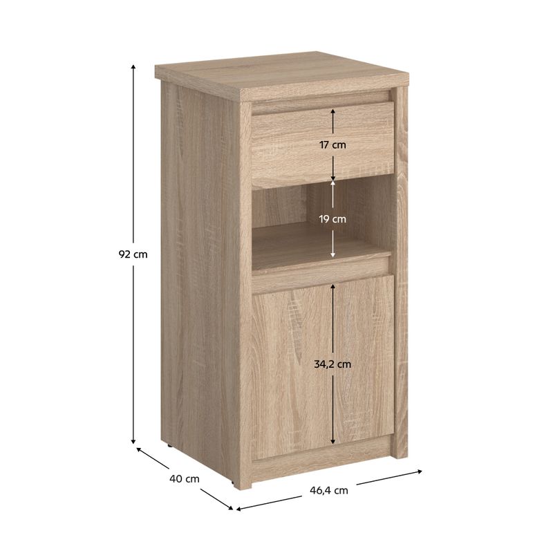 Komoda, 46cm, kombinovaná, dub sonoma, NORTY TYP 24 1D1S