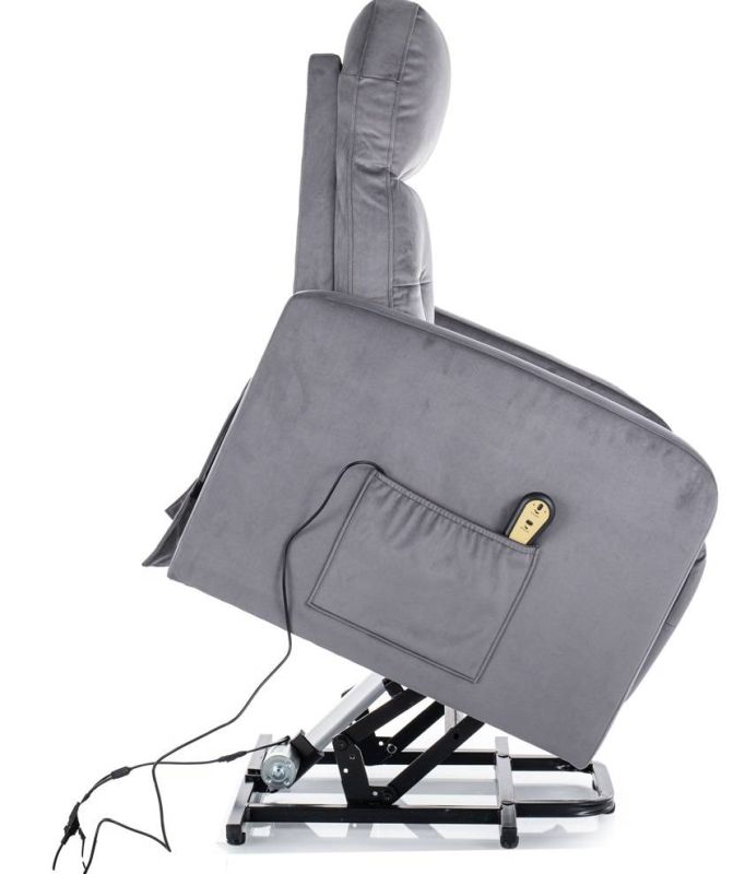 Elektrické relaxačné kreslo, sivá látka, Signal, OTUS II VELVET