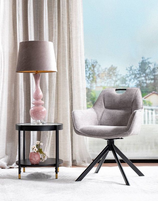 Jedálenská stolička, sivá látka, nohy kov čierny, REMO BREGO