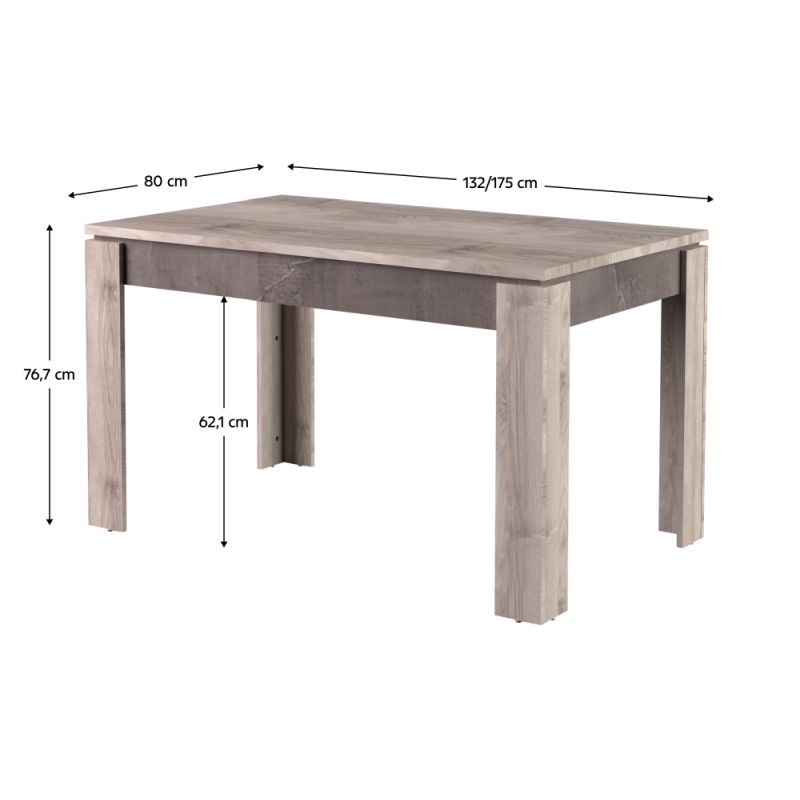 Jedálenský stôl, 132x80cm, rozkladací, DTD, gaštan nairobi, onyx, JESI NEW
