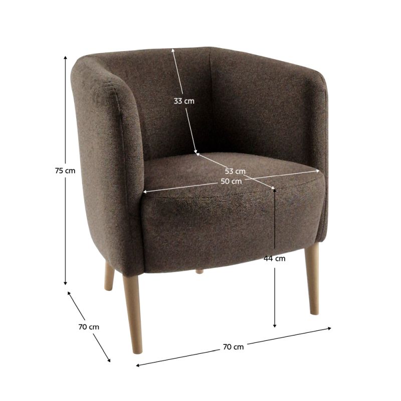 Kreslo, celočalúnené, drevo buk, hnedá látka, ALIEN