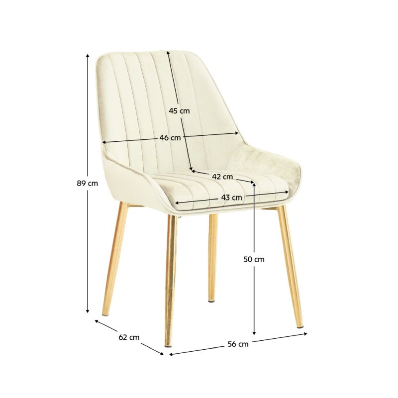Jedálenská stolička, béžová Velvet látka, nohy gold chróm zlatý, PERLIA