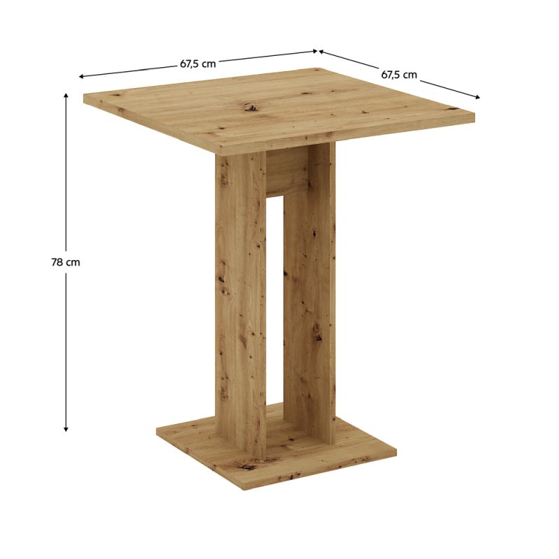 Jedálenský stôl, 67,5x67,5 cm, DTD, dub artisan, EVERET