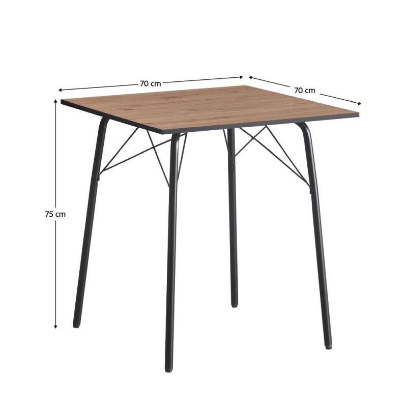 Jedálenský stôl, 70x70cm, MDF, dub artisan, čierny, NALAK TYP 1