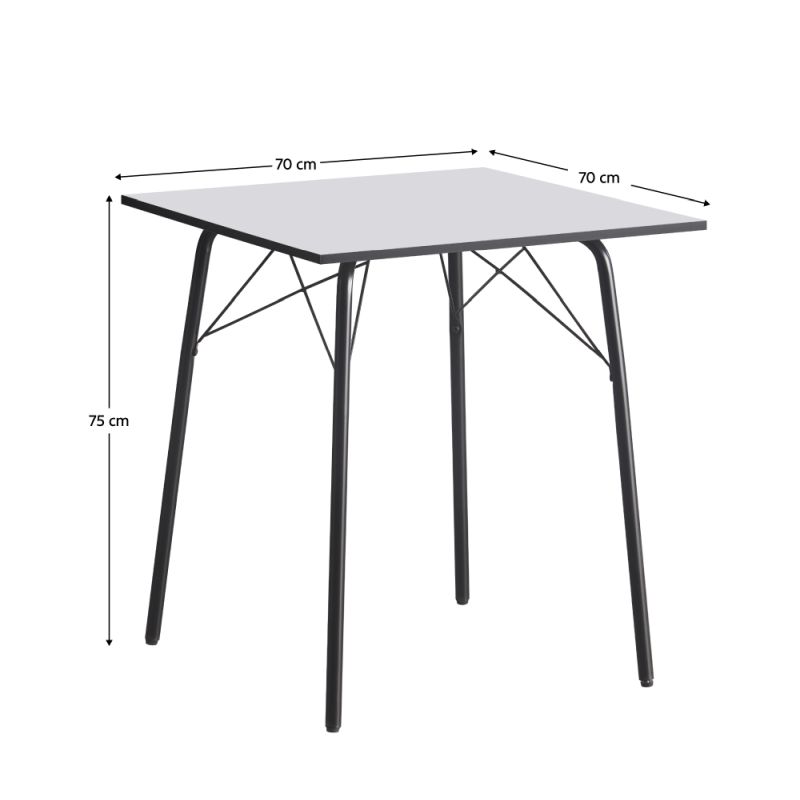 Jedálenský stôl, 70x70cm, MDF, biely, čierny, NALAK TYP 1