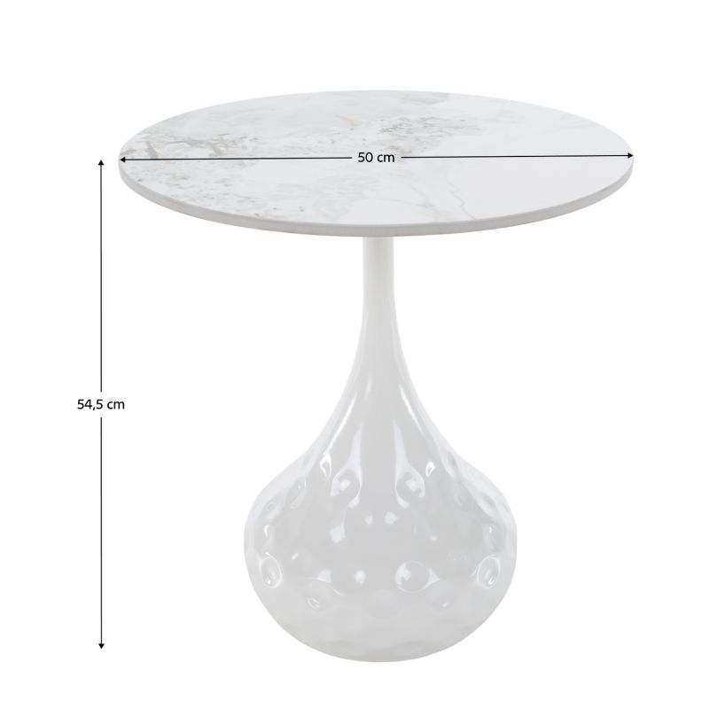 Konferenčný stolík, 50x50cm, biely mramor, oceľ, EBREL