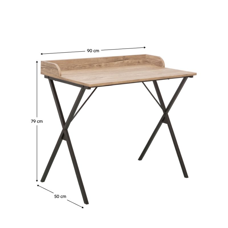 PC stôl, 90x50cm, dub, čierny, OFIS