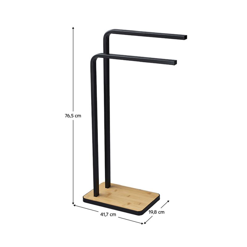 Stojan na uteráky, 20cm, čierny kov, bambus, LABAV