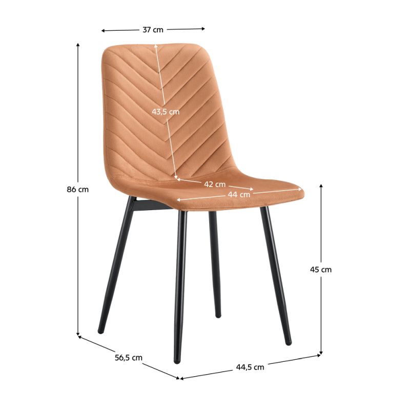 Stolička jedálenská, terakota Velvet látka, nohy kov čierny, RAMITA TYP 2