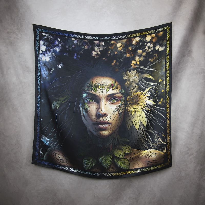 Módna hodvábna šatka DEŇ A NOC, 90 x 90cm