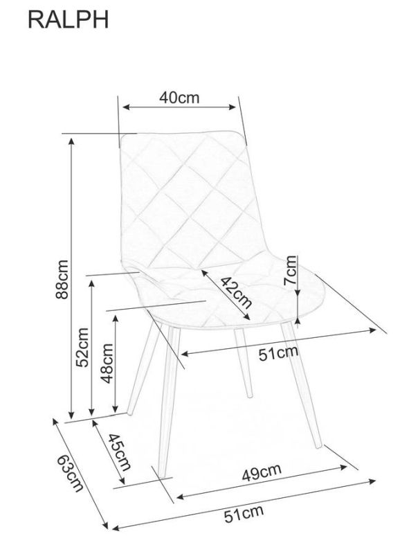 Jedálenská stolička, čierna látka, nohy kov čierny, RALPH VELVET