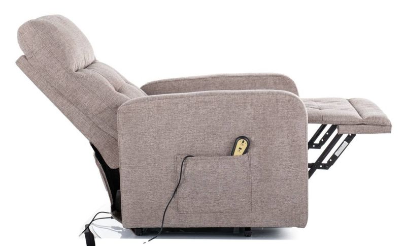 Elektrické polohovacie kreslo, béžová látka, Signal, OTUS II BREGO