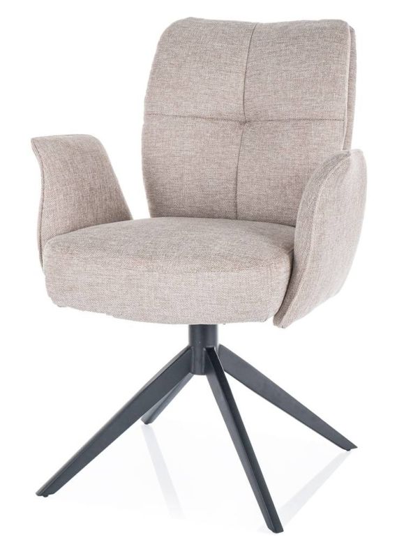Jedálenská stolička, svetlo béžová látka, nohy kov čierny, WING BREGO