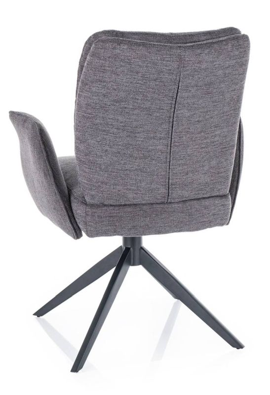 Jedálenská stolička, tmavo sivá látka, nohy kov čierny, WING BREGO