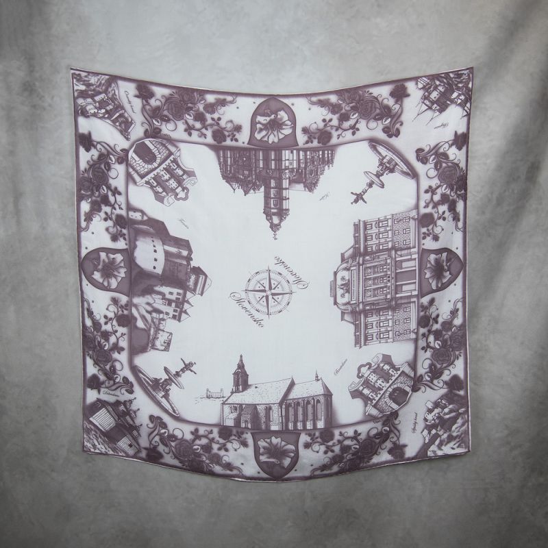 Exkluzívna hodvábna šatka SLOVENSKO FIALOVÁ, 90 x 90cm, Made in SLOVAKIA