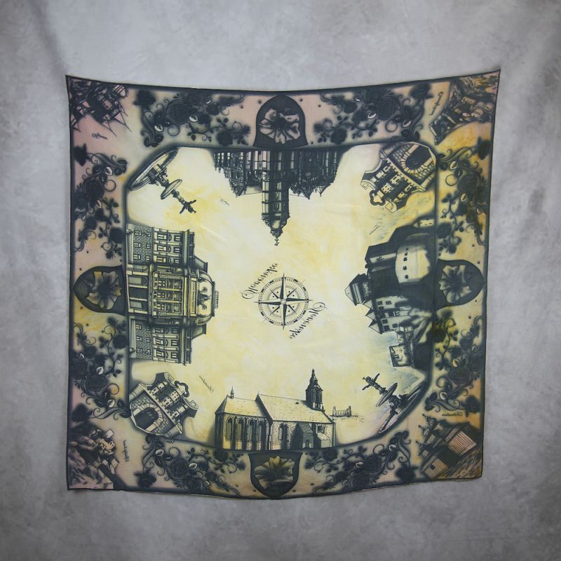 Módna hodvábna šatka SLOVENSKO MIX FARIEB_5, 90 x 90cm, Made in SLOVAKIA