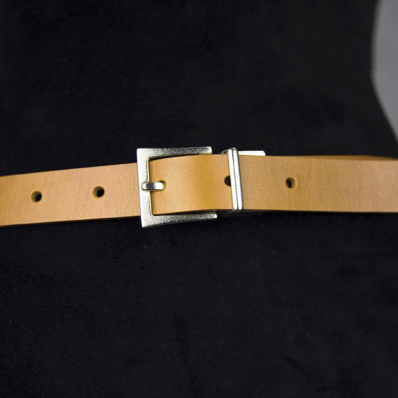 Kožený dámsky opasok BRUSH GOLD, šírka 2.5cm, Ručná výroba na Slovensku - Koňaková