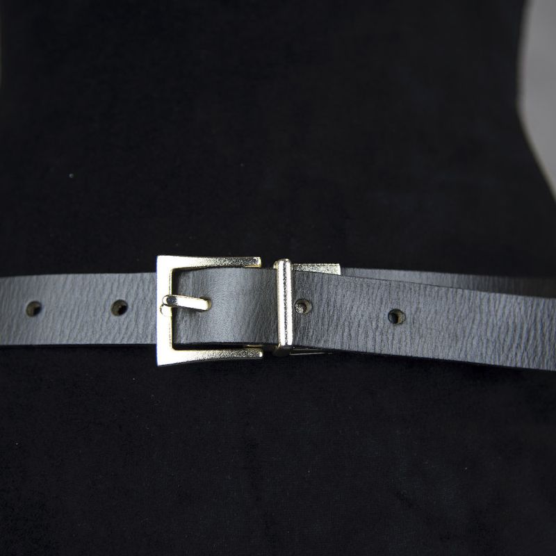 Kožený dámsky opasok BRUSH GOLD, šírka 2.5cm, Ručná výroba na Slovensku - Olivová