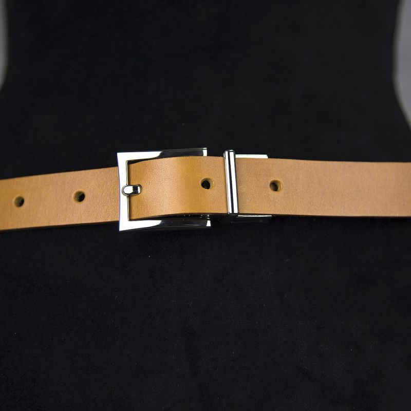 Kožený dámsky opasok GENTLE SILVER, šírka 2.5cm, Ručná výroba na Slovensku - Koňaková