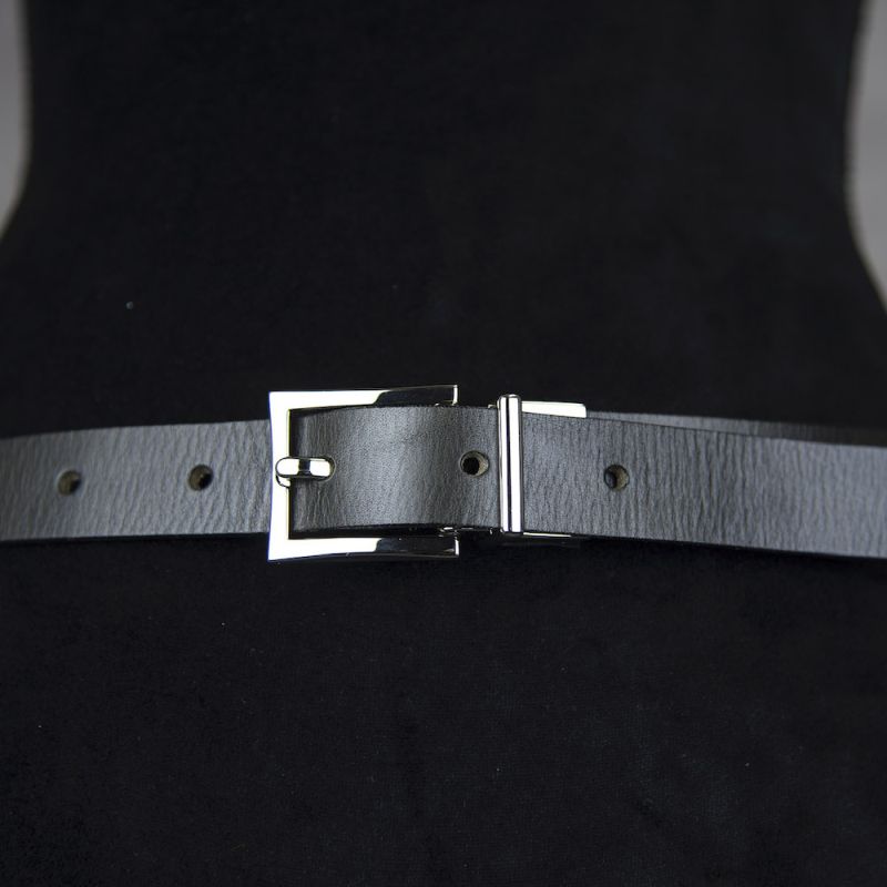 Kožený dámsky opasok GENTLE SILVER, šírka 2.5cm, Ručná výroba na Slovensku - Olivová