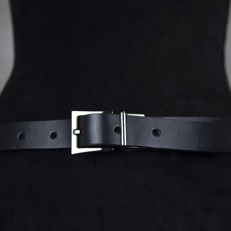 Kožený dámsky opasok LUXURY PEARL, šírka 2.5cm, Ručná výroba na Slovensku - Čierna