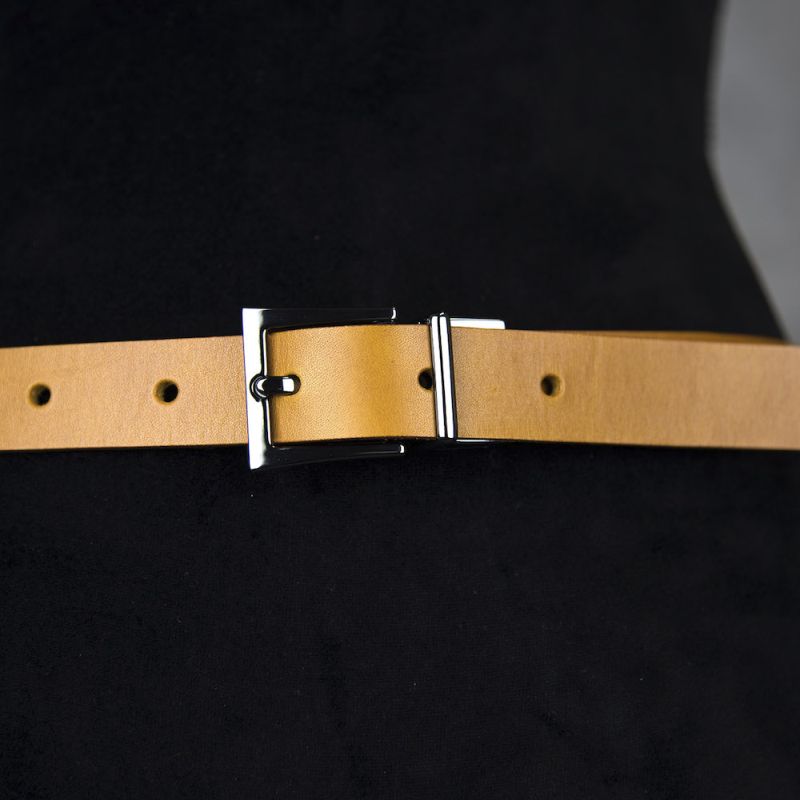 Kožený dámsky opasok LUXURY PEARL, šírka 2.5cm, Ručná výroba na Slovensku - Koňaková