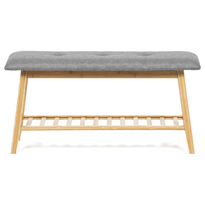 Botník, 90cm, bambus, prírodný, látka, DR-N1012 GREY2