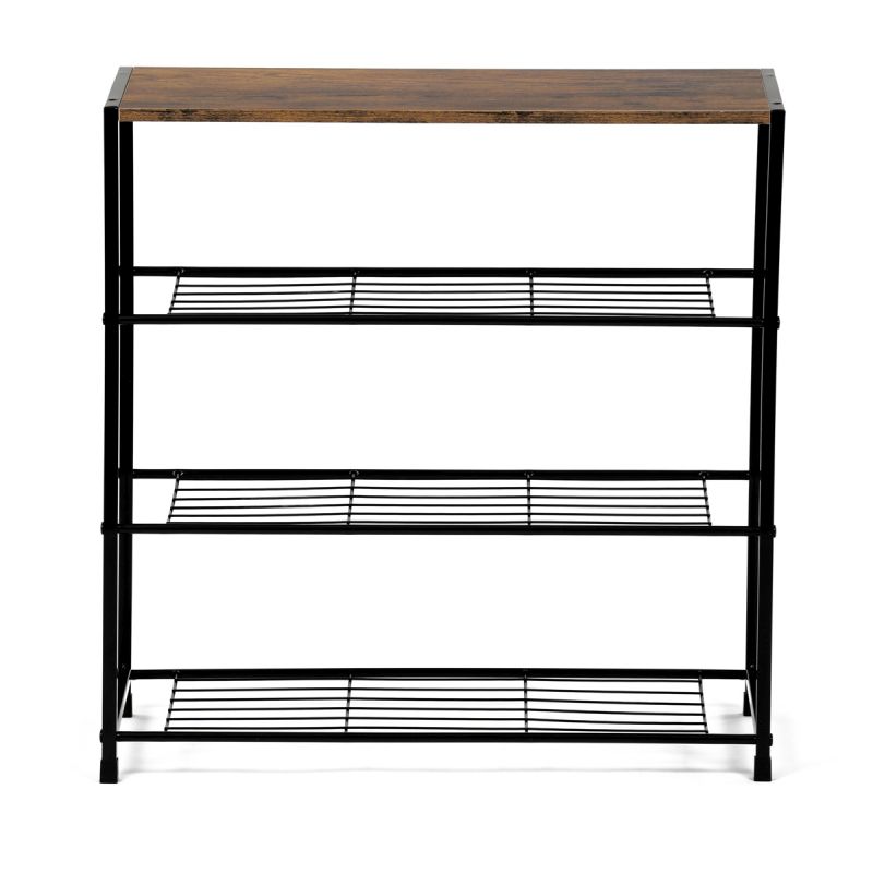 Botník, 63cm, kov, čierny, MDF, staré drevo, GD-414 OLW