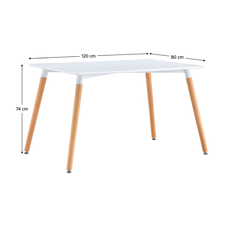 Jedálenský stôl, 120x80cm, MDF, biely, buk, DIDIER 5 NEW