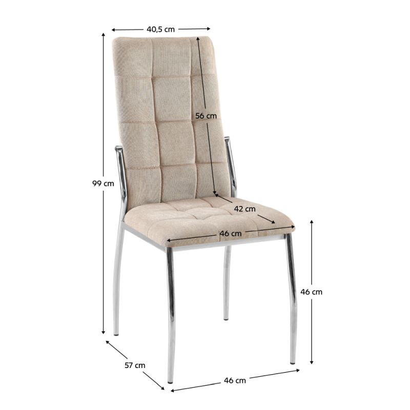 Stolička jedálenská, hnedá látka, nohy kov chróm, ADORA 2 NEW