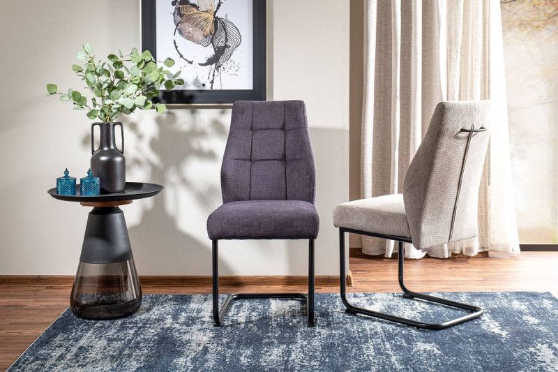 Jedálenská stolička, béžová látka, nohy kov čierny, APRIL VARDO