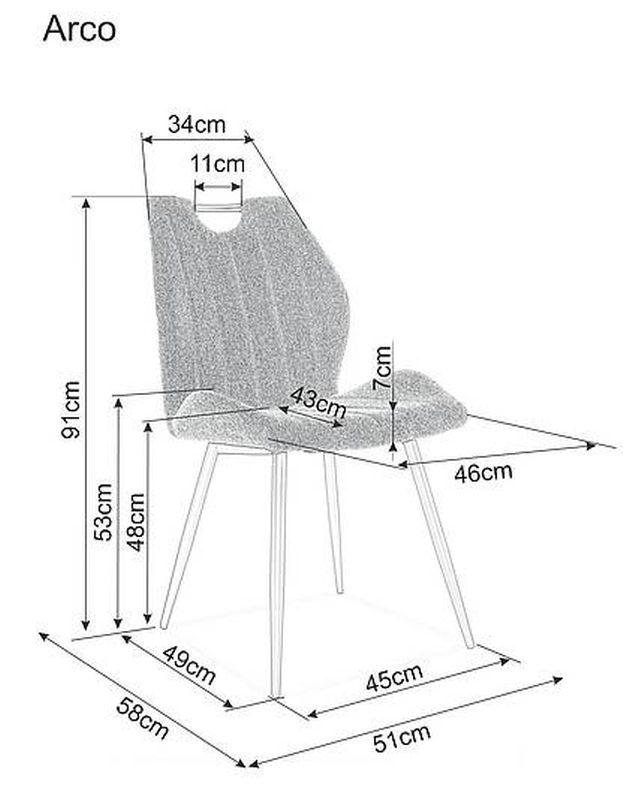 Jedálenská stolička, béžová látka, nohy kov čierny, ARCO BREGO