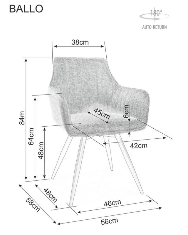 Jedálenská stolička, sivá látka, nohy kov čierny, MANGO VARDO