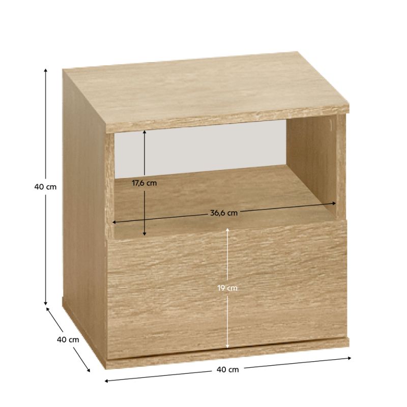 Nočný stolík, 40cm, dub sonoma, DOLI
