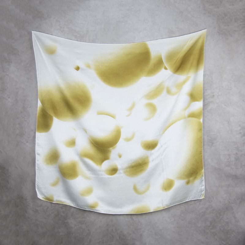 Hodvábna šatka KHAKI KRUH, 85 x 85cm, Vyrobená na Slovensku