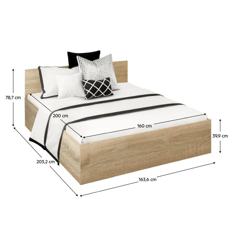 Manželská posteľ, 160x200, s roštom, dub sonoma, DOLI