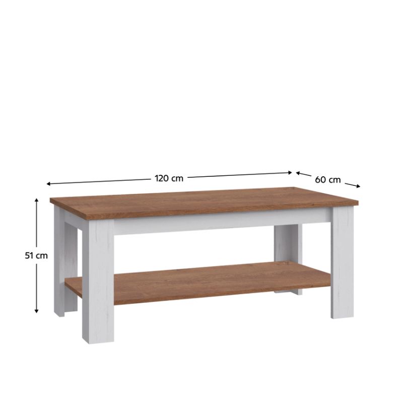 Konferenčný stolík, 120x60cm, sosna andersen, dub lefkas, PROVANCE ST2