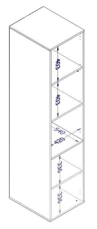 Skriňa, 45cm, policová, biela, PAFOS 1D