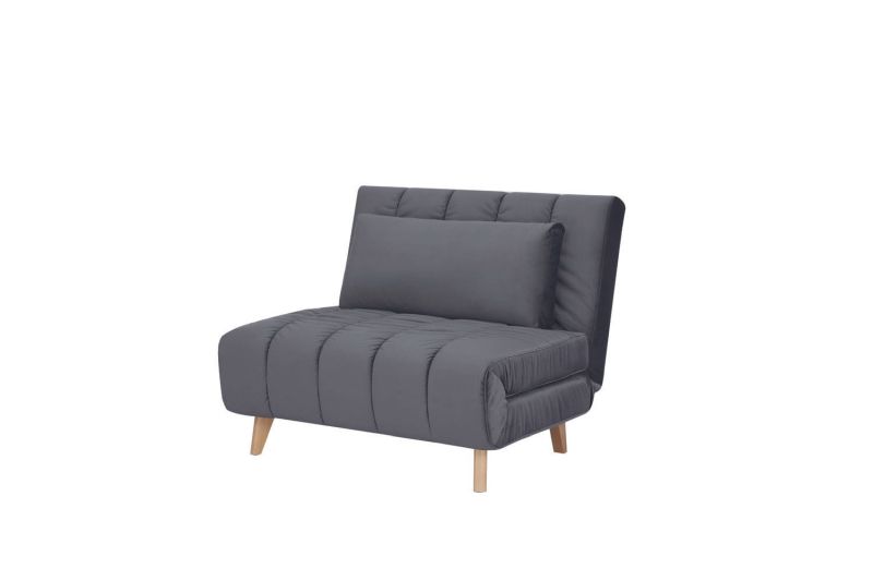 Rozkladacie kreslo, drevo buk, sivá látka, BILLY VELVET