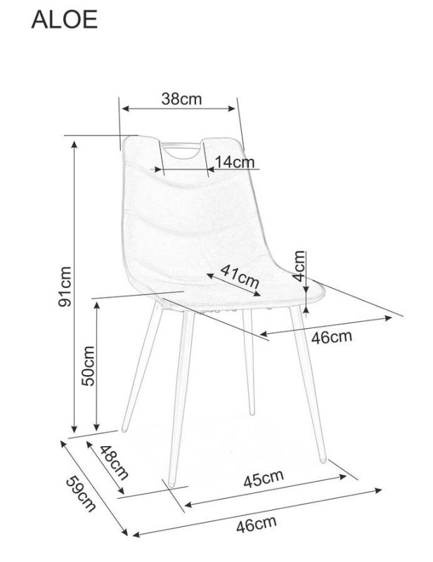 Jedálenská stolička, hnedá látka, nohy kov čierny, ALOE