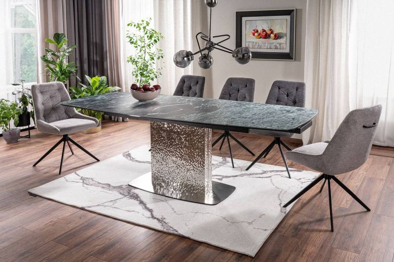 Jedálenská stolička, sivá látka, nohy kov čierny, ASTI BREGO