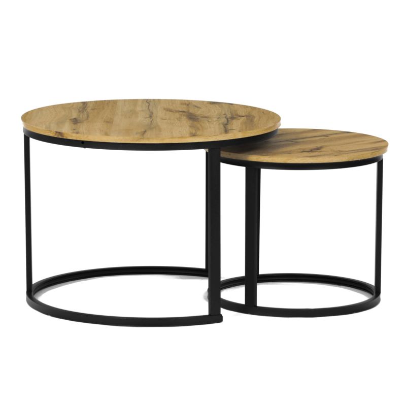 Set konferenčných stolíkov, 70x70cm, MDF, divoký dub, CT-X7122 OAK