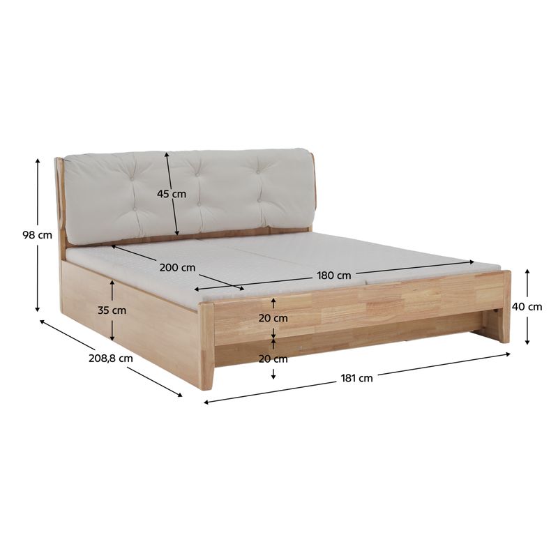 Manželská posteľ, 180x200, s roštom, prírodná, FLORENCIA