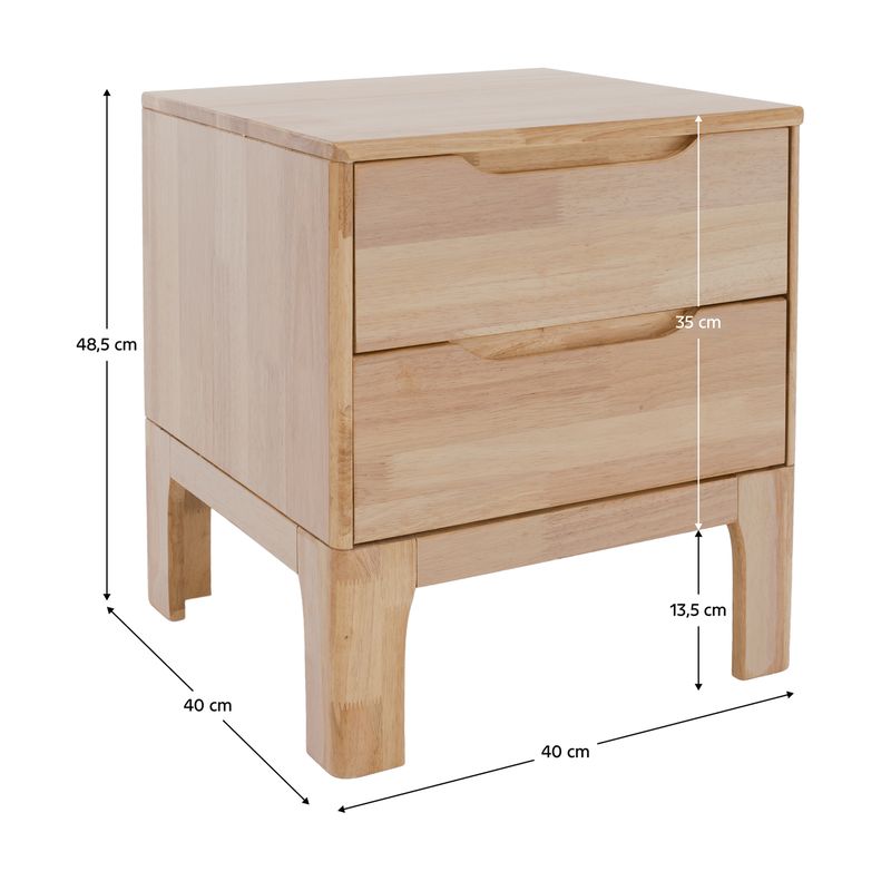 Nočný stolík, 40cm, masív, prírodný, FERB