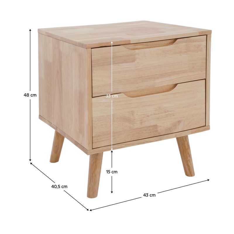 Nočný stolík, 43cm, masív, prírodný, BRUNI