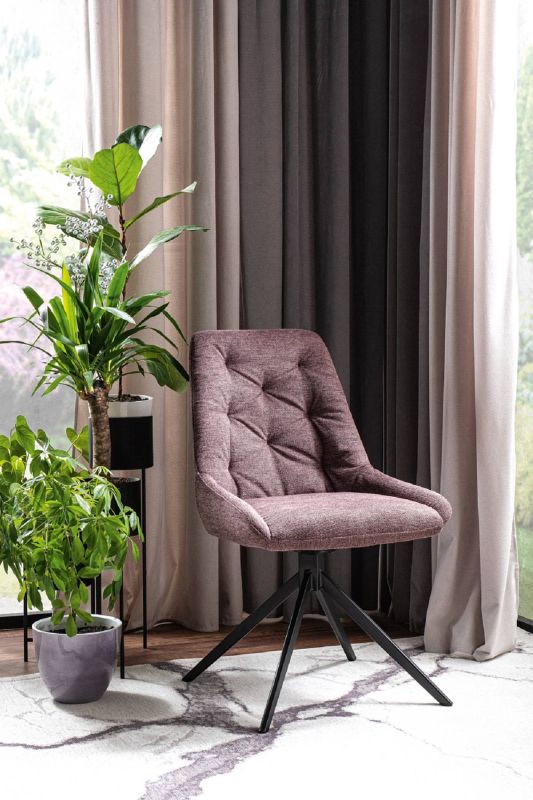 Jedálenská stolička, hnedá látka, nohy kov čierny, ASTI BREGO