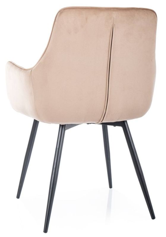 Jedálenská stolička, béžová látka, nohy kov čierny, LEMON VELVET